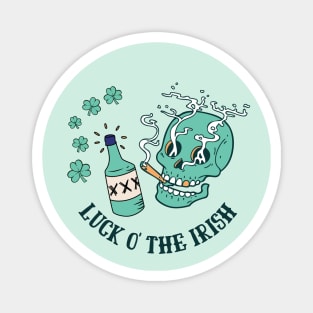 Luck O' The Irish Smoking Skull - Lucky Irish Magnet